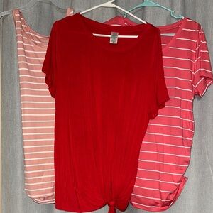 Red and Pink Women's Maternity Tops Set of 3